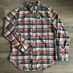 Burnt Orange Plaid Flannel Shirt in Orange Multi